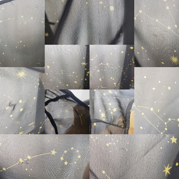 SOLD Black Sheer Gold Astrology Constellation Print Bell Sleeved Kimono Sz M - Picture 10 of 10